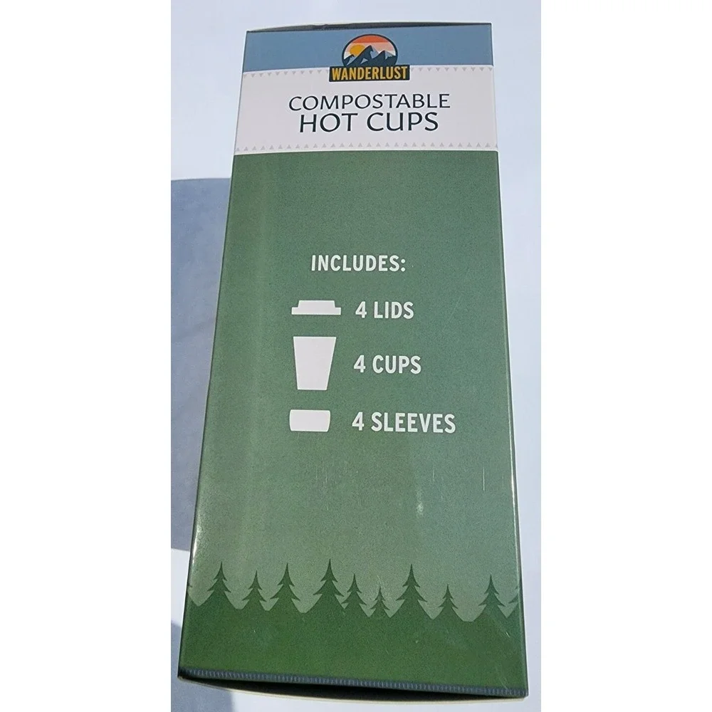 Coffee Cups Eco Friendly Compostable Utilizable 12 Hot Cup & Lid Sets‎ 12 Oz
